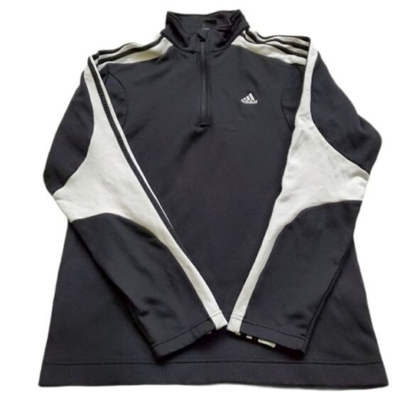 Adidas Clima365 women pullover  sweatshirt sz Medium black white striped 1/4 zip - Picture 1 of 16